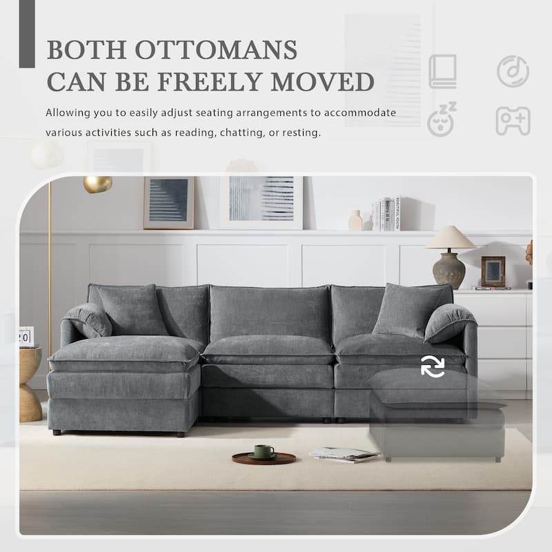 Chenille Modular Sectional Sofa, L Shaped Cloud Couch Set