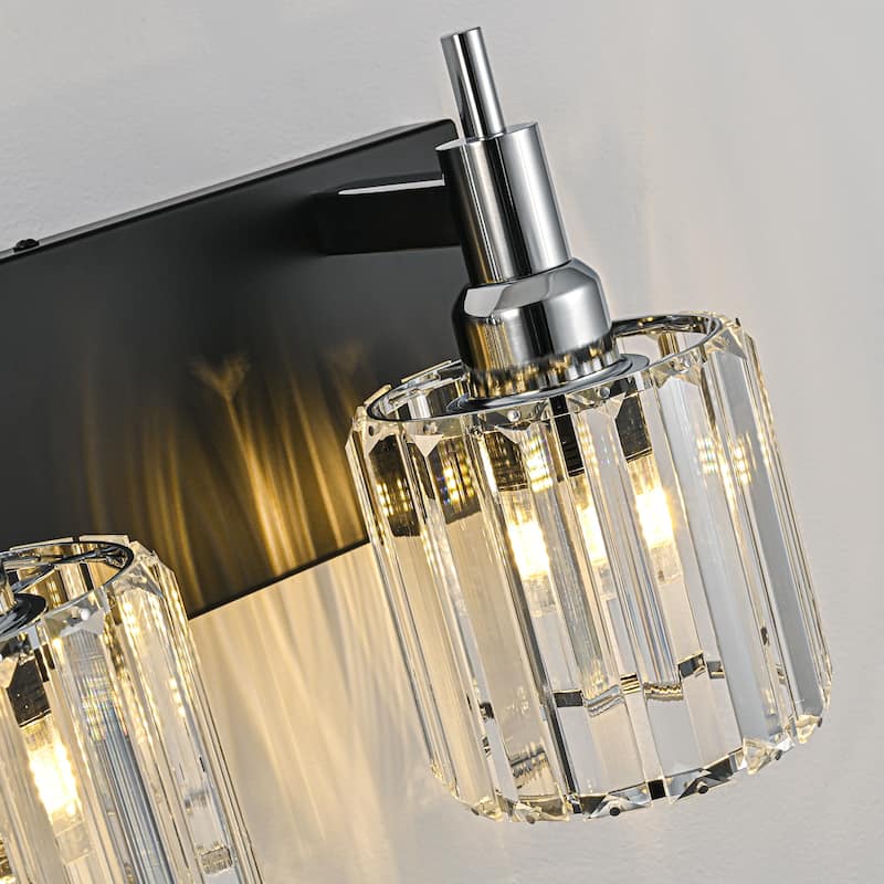 3/4/5-Light Modern Glam Dimmable Cylinder Crystal Wall Light Bathroom Vanity Light