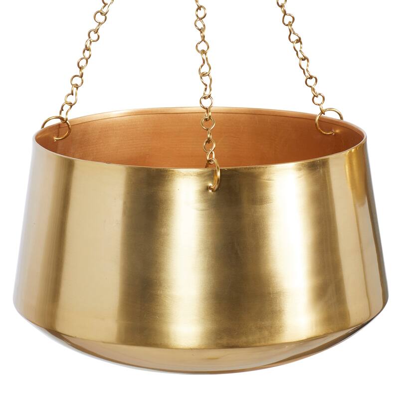 Black, Gold or Silver Metal Indoor Outdoor Hanging Dome Wall Planter with Chain (Set of 2)