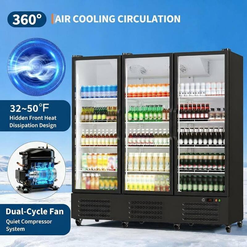 3 Glass Door Display Refrigerator, 55 Cu.Ft.