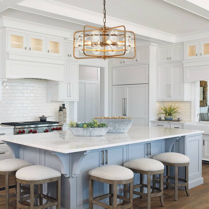 Modern Gold 4-Light Crystal Chandelier Ceiling Light