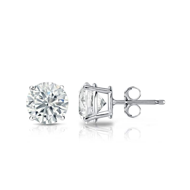 Auriya 14k Gold Lab Grown Round Diamond Stud Earrings 0.50 to 5.00 ct. tw. Push-Back (F-G VS) - White - 1.80 ct. tw.