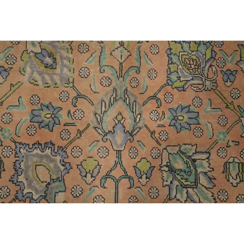 Hand Knotted Oriental 100% Wool Carpet Traditional All-Over Oranges & Rust Tabriz Area Rug - 12' 2'' X 9' 8''