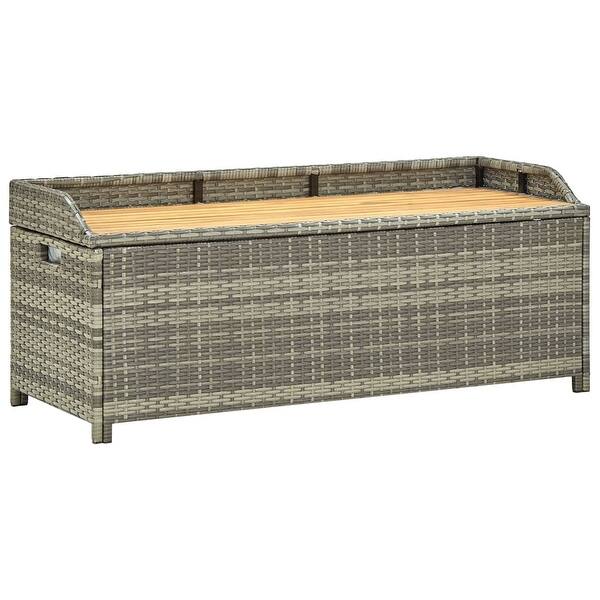 slide 2 of 6, vidaXL Patio Storage Bench 47.2" Poly Rattan Gray - 47.2" x 19.7" x 19.7"