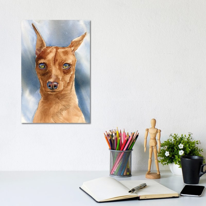 iCanvas "King Of The Toys - Miniature Pinscher Dog" by Judith Stein Canvas Print - 12x8x0.75