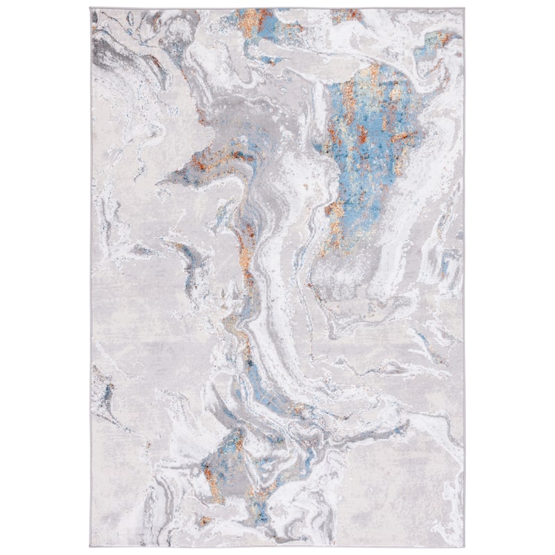 SAFAVIEH Amelia Berendina Modern Abstract Rug - 6'7" Square - Grey/Blue Gold