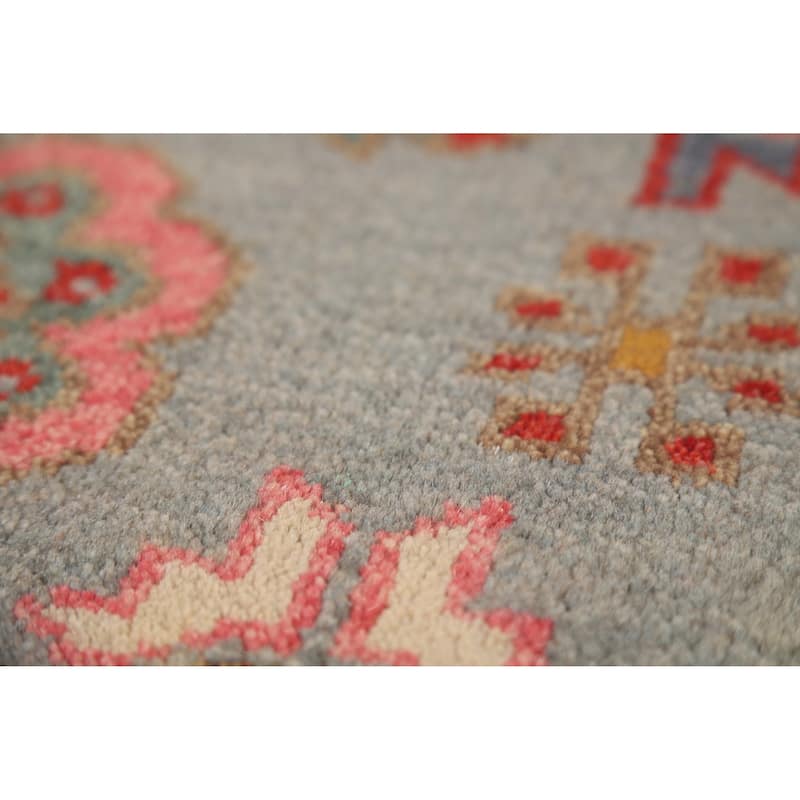 Hand Knotted Oriental 100% Wool Carpet Traditional Geometric Greys & Charcoal Kazak Area Rug - 5' 10'' X 4' 0''
