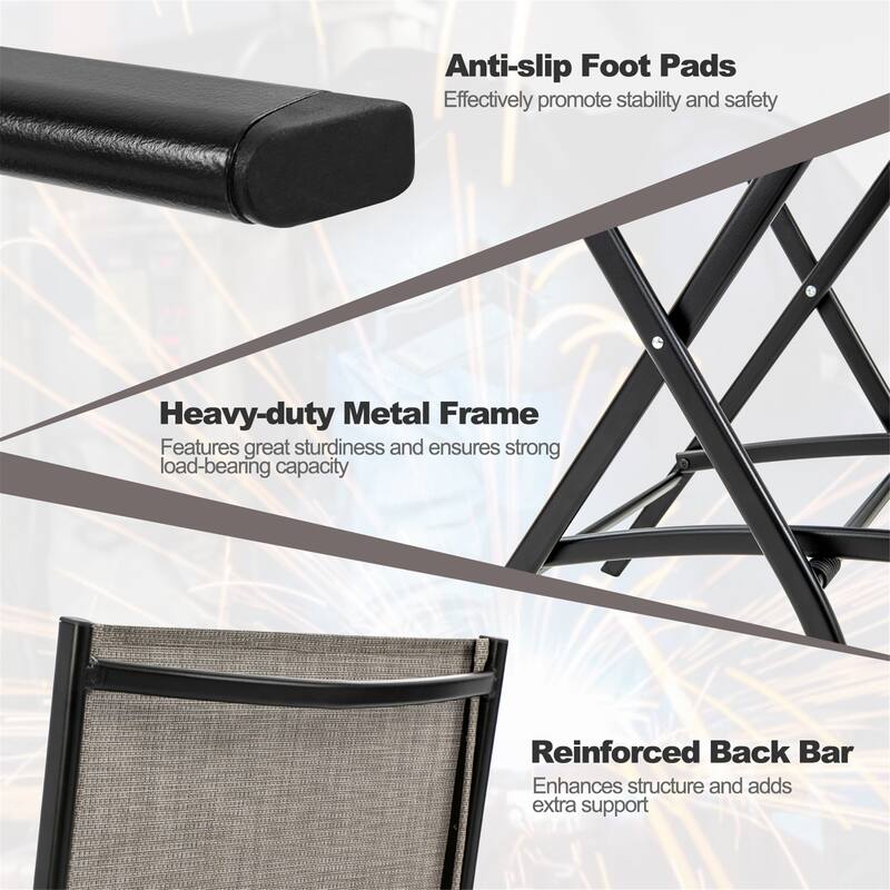 Gymax Folding Bar Stools Set of 6 Patio Sling Chairs w/ Backrest