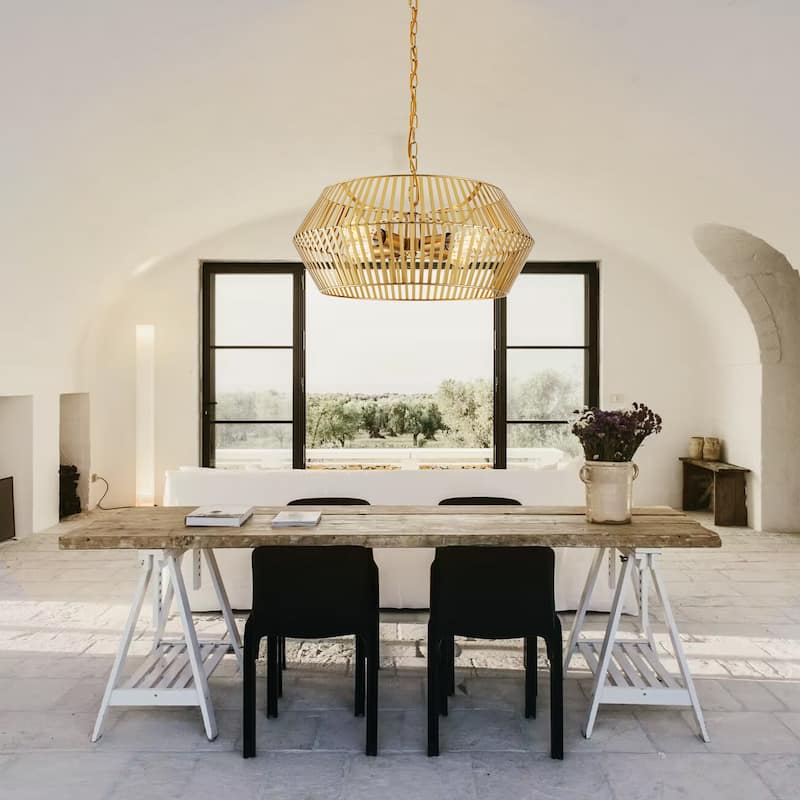 1/4- Light Dimmable Geometric Pendant with Metal Shade