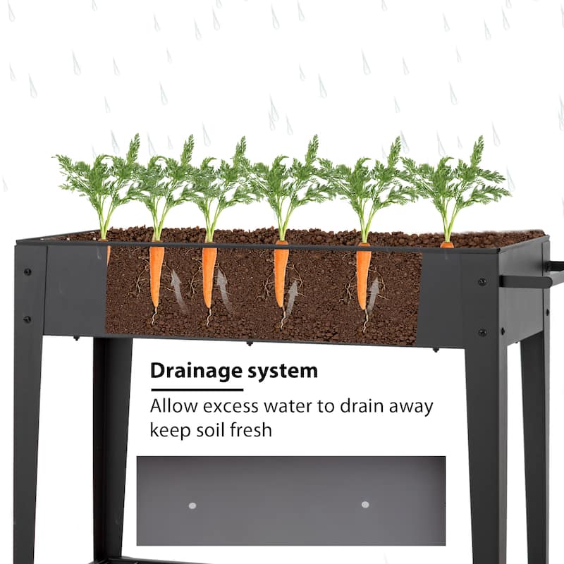 MAISON ARTS Metal Raised Planter Box with Legs Outdoor Elevated Garden Bed On Wheels for Vegetables Flower Herb