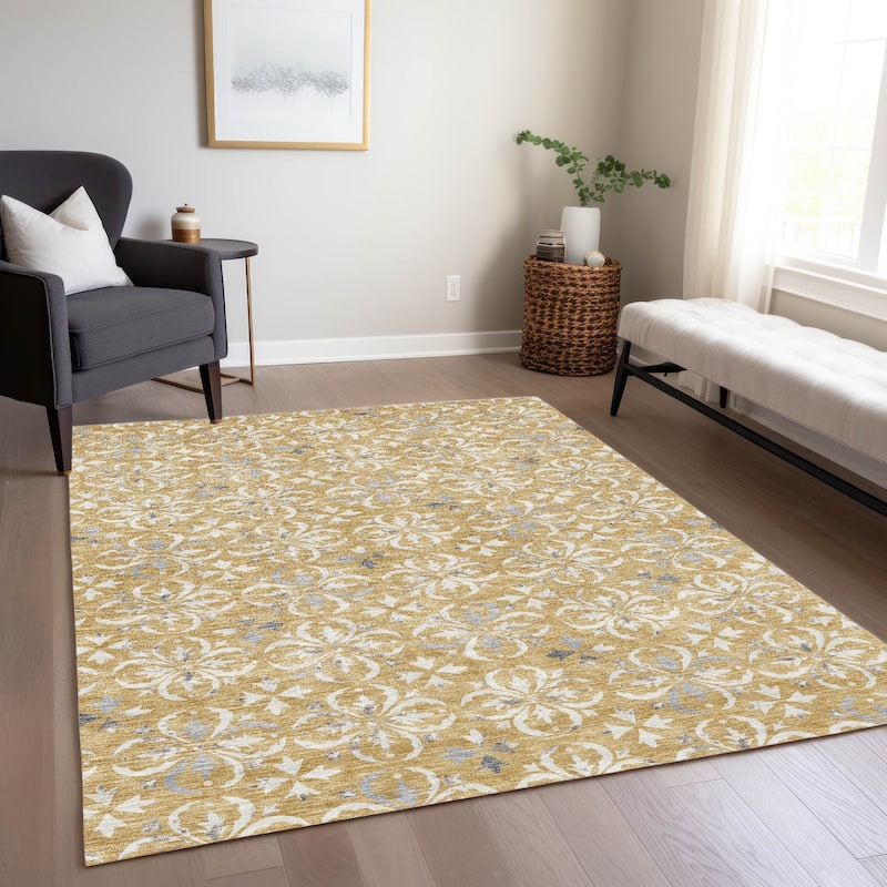 Machine Washable Indoor/ Outdoor Chantille Traditional Medallion Rug