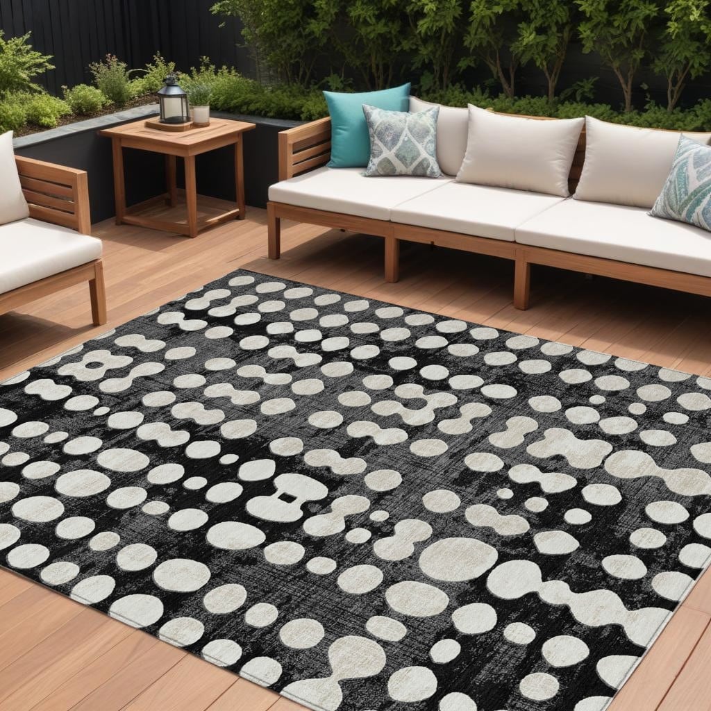 HomeRoots Abstract Transitional Rectangle Outdoor Rug