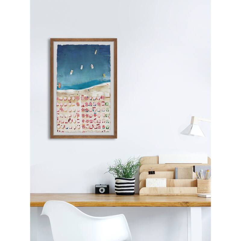 Beach Scene Painting Print - 16x24 Framed Wall Art - Coastal Home Decor - Ready to Hang Artwork