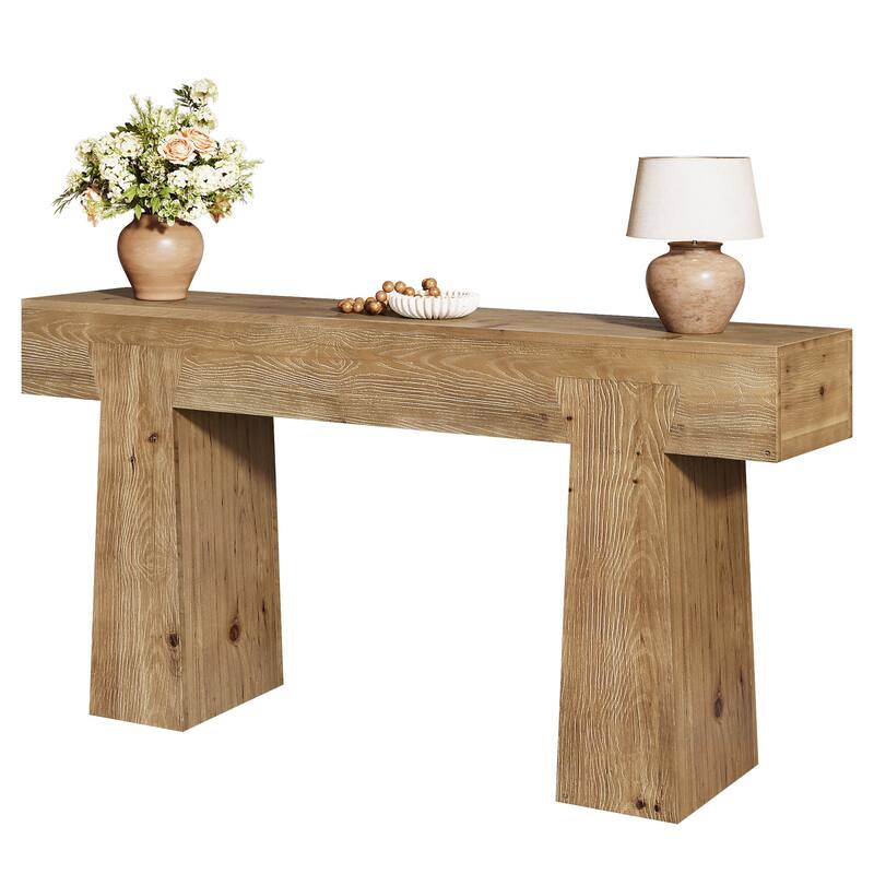 Solid Wood Entryway Console Table, Sofa Behind Table, Living Room Hallway Foyer Accent Table