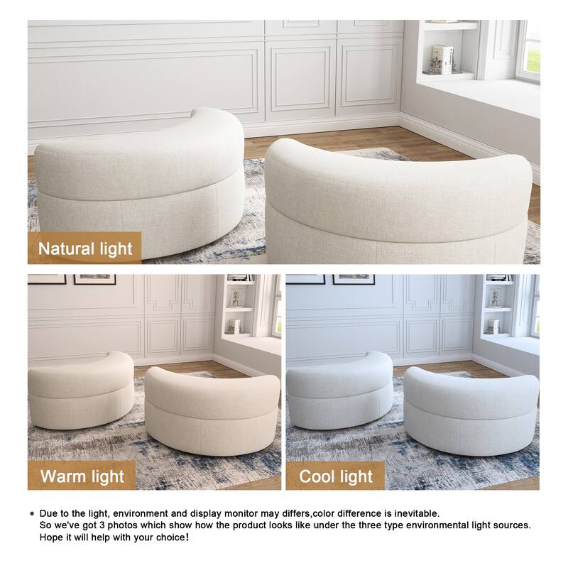 Chenille Half Moon Storage Ottoman(Set of 2)