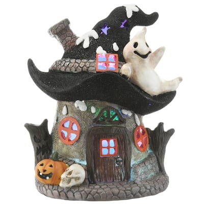 National Tree Company Halloween Pre-Lit Haunted Mushroom House Decoration, LED Lights, 7 Inches - 7 in