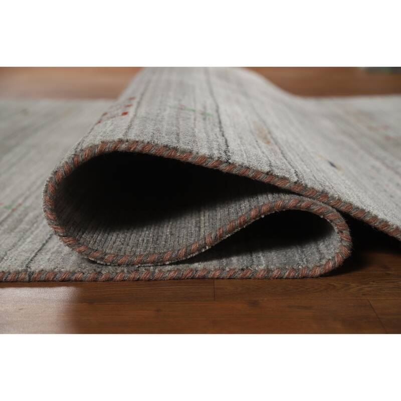 Hand Knotted Oriental 100% Wool Carpet Tribal Animal Pictorial Greys & Charcoal Gabbeh Area Rug - 7' 9'' X 5' 1''