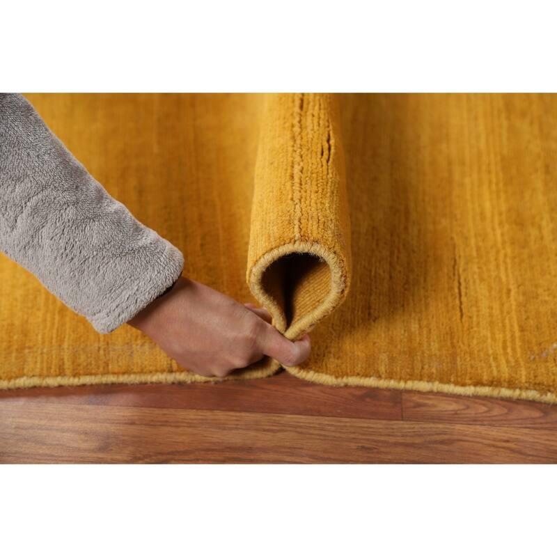 Yellow / Gold Modern Gabbeh Oriental Foyer Rug Handmade Wool Carpet - 3'10"x 4'6"
