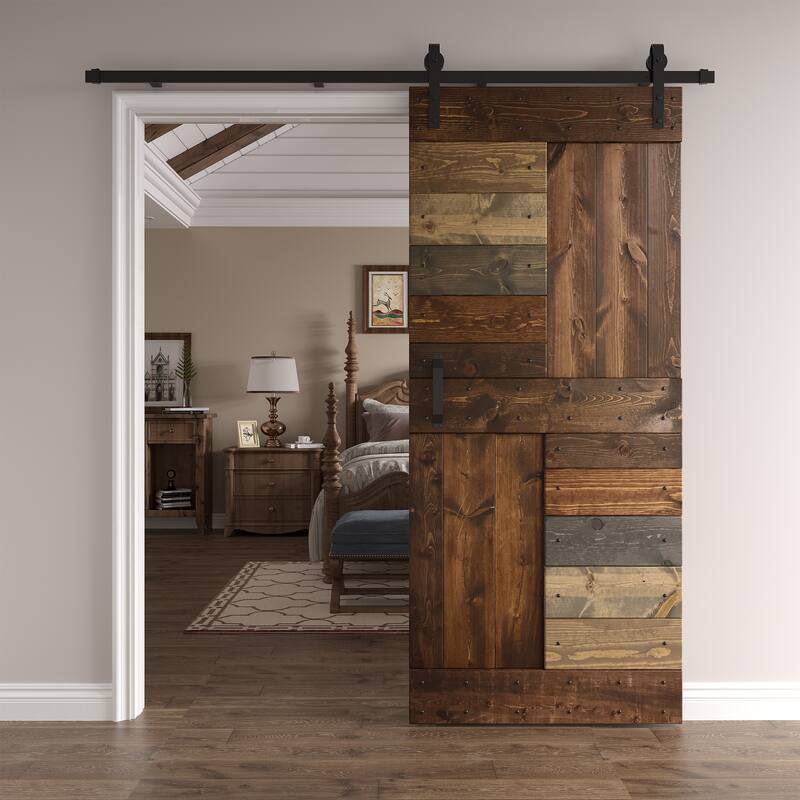 Coast Sequoia 24in./30in./36in./42in. x 84in. S Series Multi-Color Pine Wood Sliding Barn Door With Hardware Kit