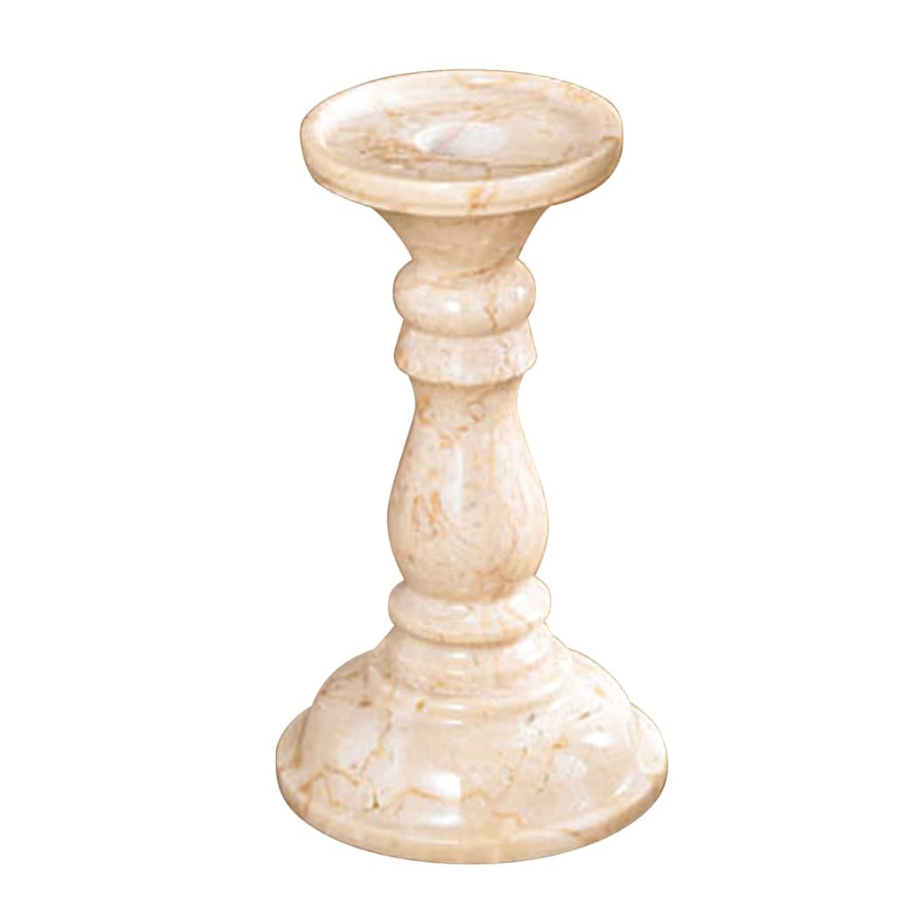 Creative Home Champagne Marble 8-3/4"H Candle Holder with Glossy Finish