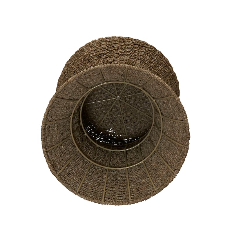 Household Essentials Handwoven Wicker Stool with Hourglass Shape