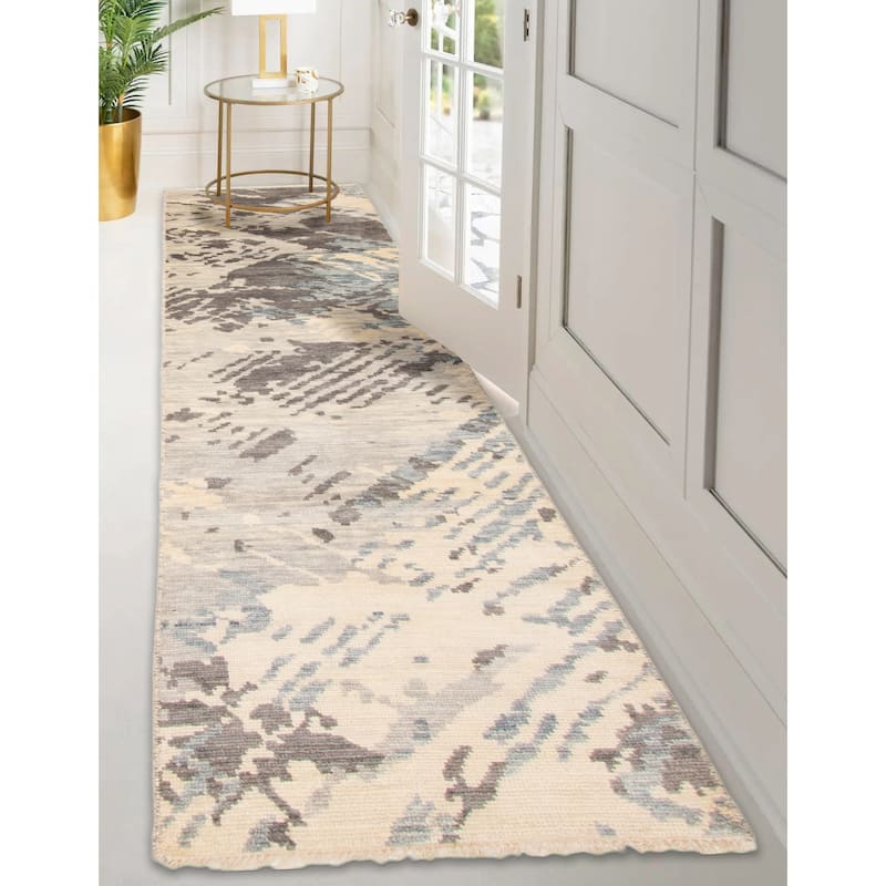 ECARPETGALLERY Hand-knotted Mystique Light Grey Wool Rug - 2'8 x 9'10