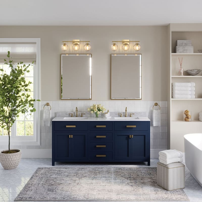 Dimmable Bathroom Vanity Lights with Ribbed Clear Glass Shade Vanity Light Fixture