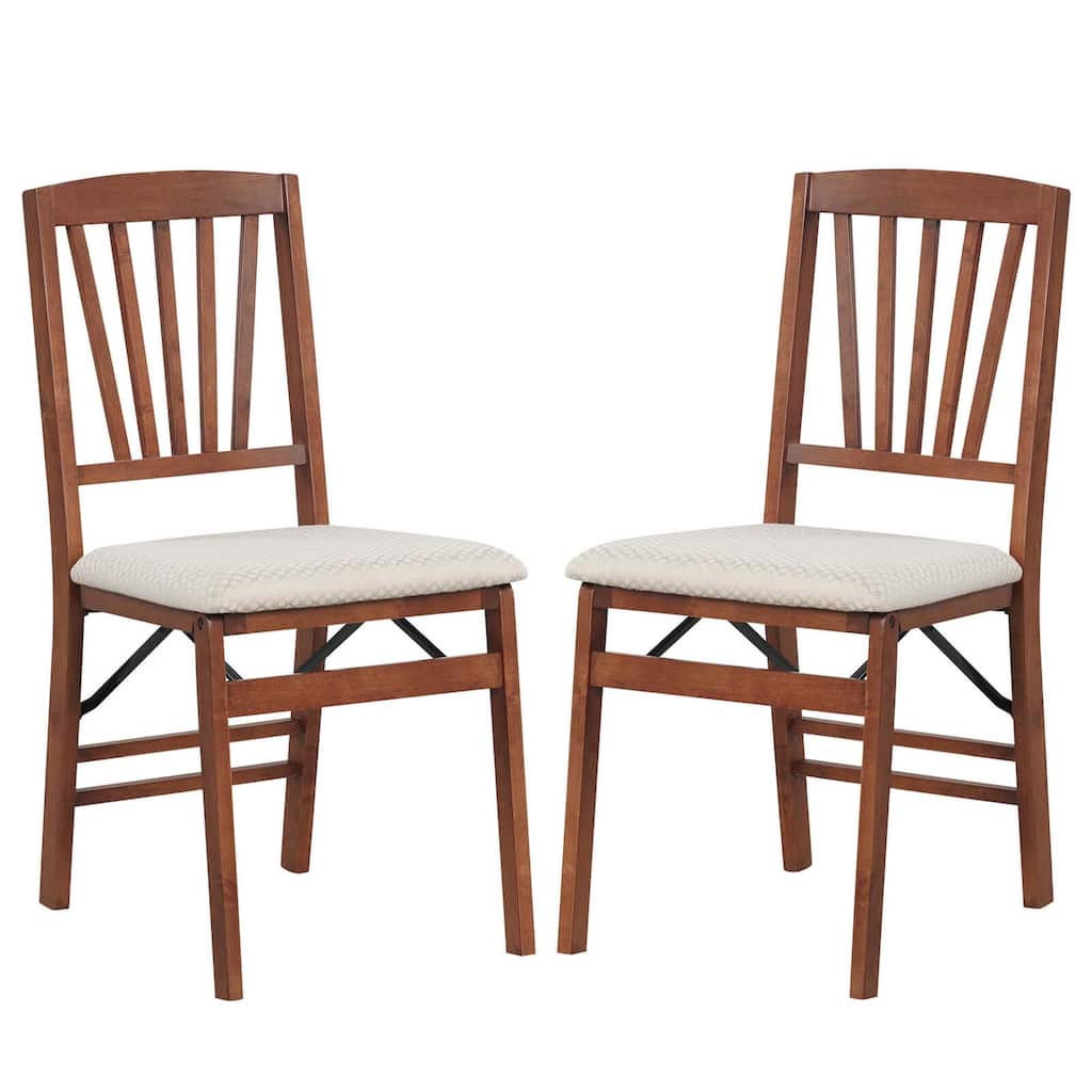 Costway 2/4 Set Kitchen Chairs with Rubber Wood Frame Upholstered Seat