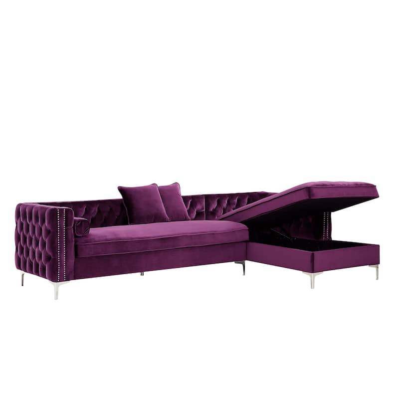 Dante Velvet Chaise Sectional Sofa