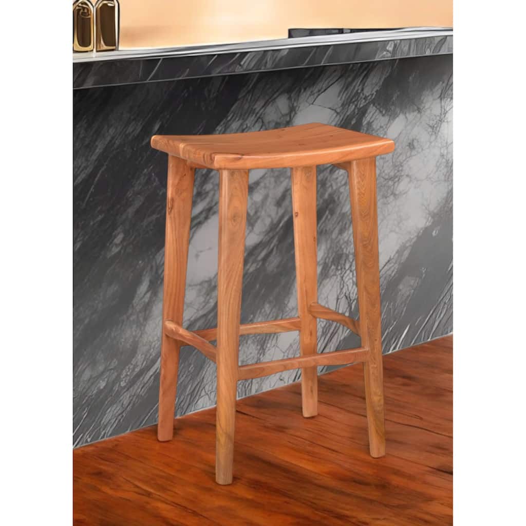 HomeRoots 32" Brown Solid Wood Backless Counter Height Bar Chair