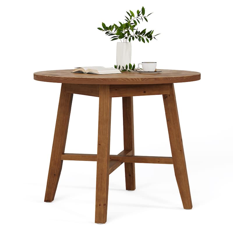 31.5-Inch Round Dining Table, Solid Wood Farmhouse Kitchen Table - N/A