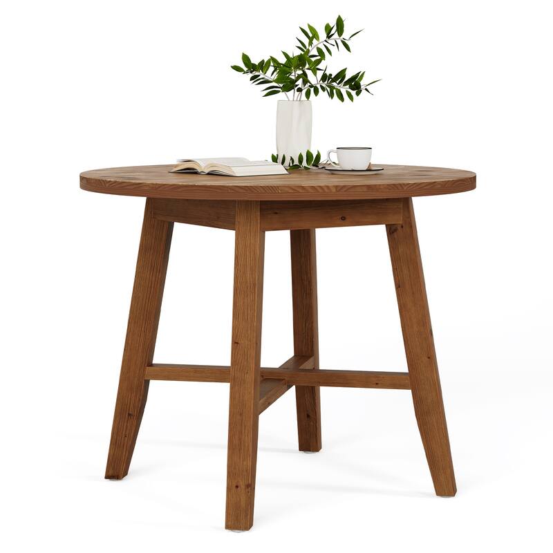Solid Wood Round Dining Table, 31.5-Inch Farmhouse Kitchen Table