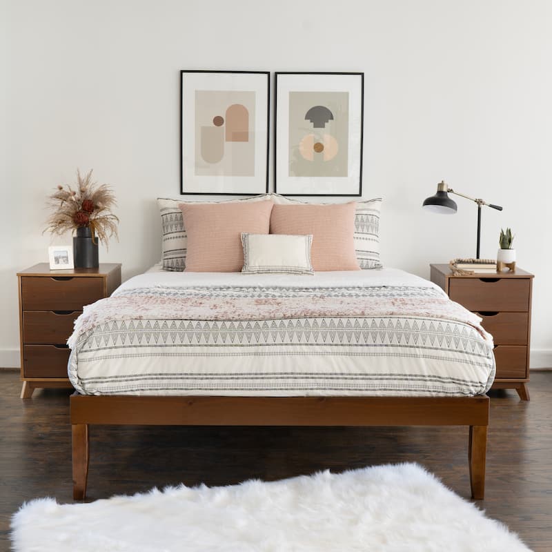 Purcell Bedroom 3-Piece Set with 3-Drawer Nightstands (Set of 2) - Walnut - Queen