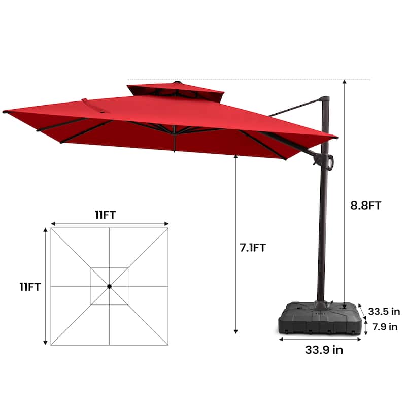 Pellebant Outdoor 9x11FT Patio Cantilever Umbrella Dual Top