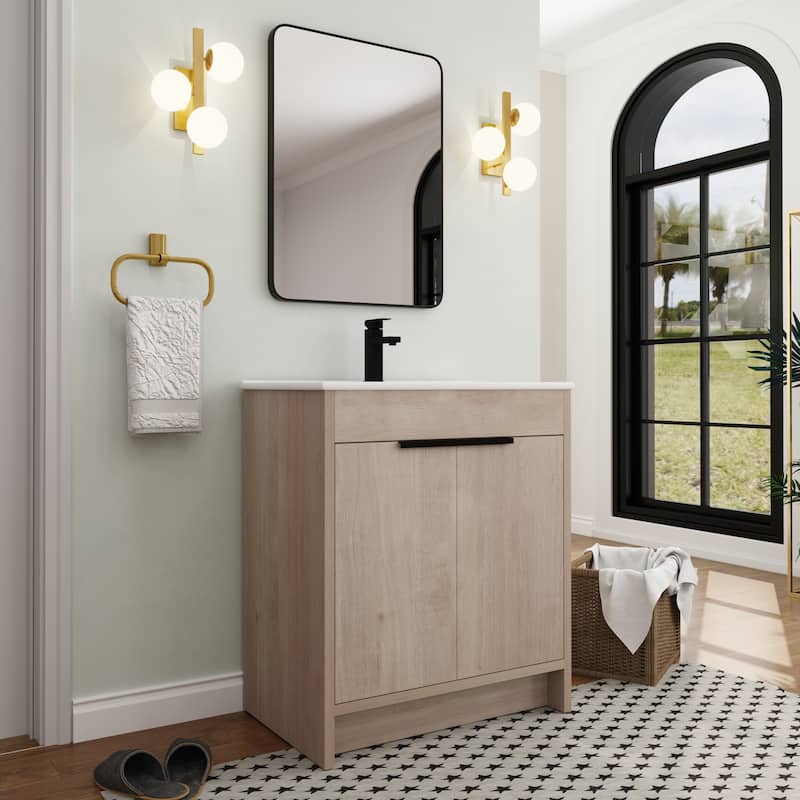 BNK 24/30/36 inch Freestanding Single Sink Bathroom Vanity with Soft Close Door and 1 adjustable shelf