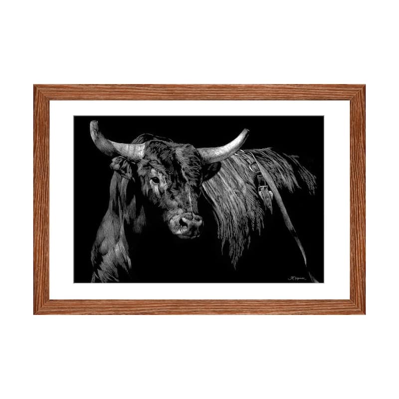 iCanvas "Brindle Rodeo Bull" by Julie T. Chapman - Walnut - 16x24x1