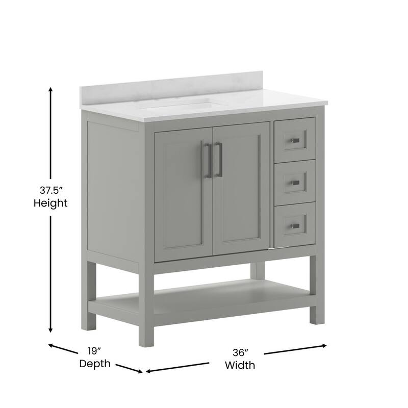 Bathroom Vanity with Sink, Open Storage, and Storage Drawers