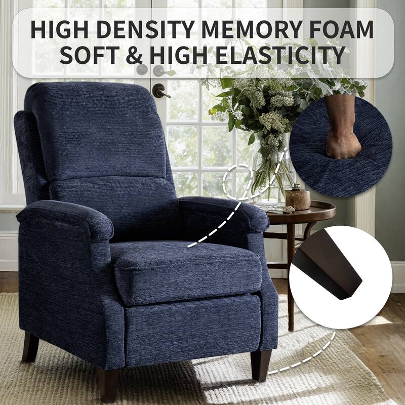 Push-Back Upholstered Recliner with Thickened Seat Cushion Backrest