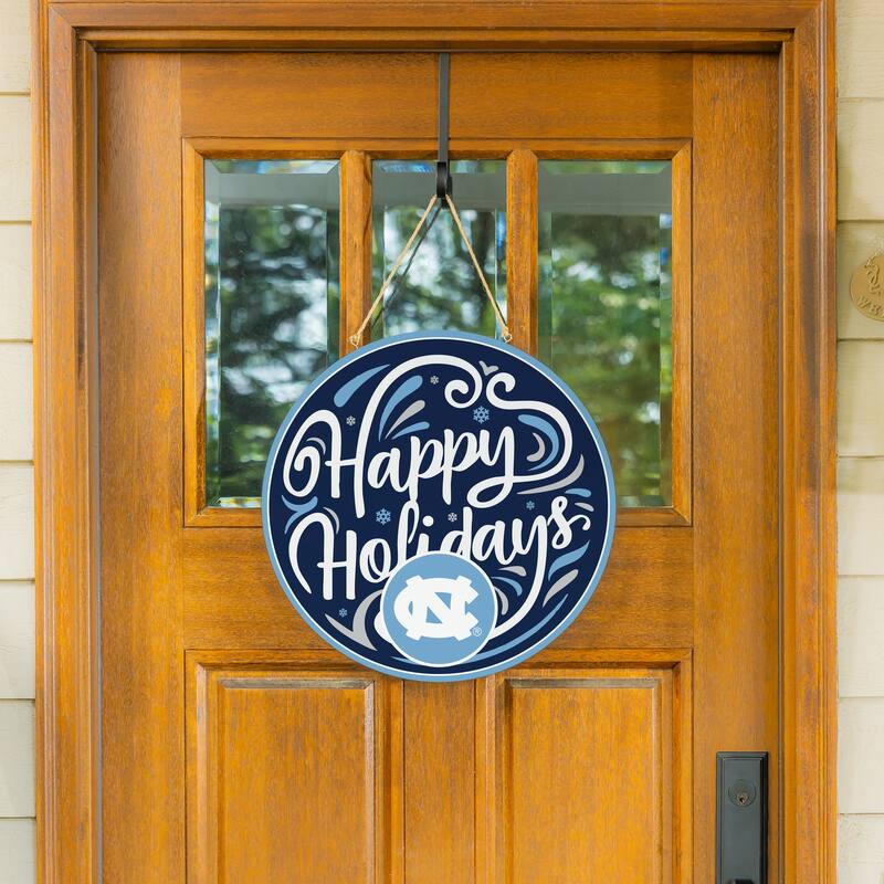 University of North Carolina 18" x 18" Happy Holidays Door Décor Wall Sign - 18" x 18"
