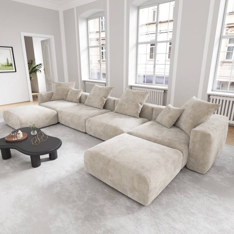 181" Corduroy Modular Sofa - Beige