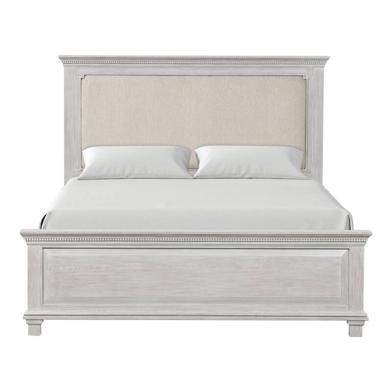 Furniture of America Eleanor Modern Rustic Weathered Grey 5-Piece Solid Wood Bedroom Set with Dentil Molding