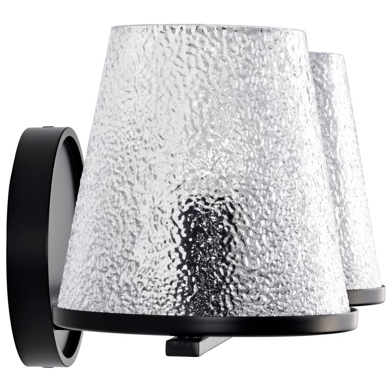 Valentine 2 Light Vanity Black Finish Hammered Glass