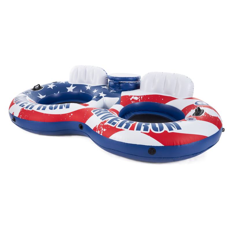 Intex 56855VM Inflatable American Flag 2 Person Pool Float with Cooler (2 Pack) - 7