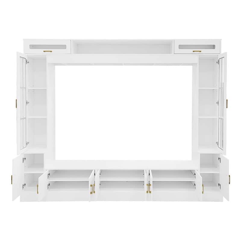 98.4" Wall Unit Entertainment Center with Bookshelves for TVs up to 80", Modern TV Stand Media Console with Cabinets