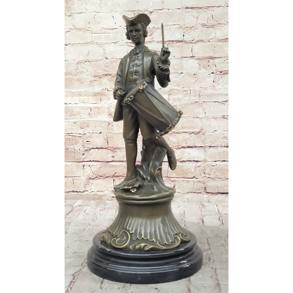 American Revolutionary War Drummer - Bronze Metal Figure Statue Sculpture Original Art By Milo