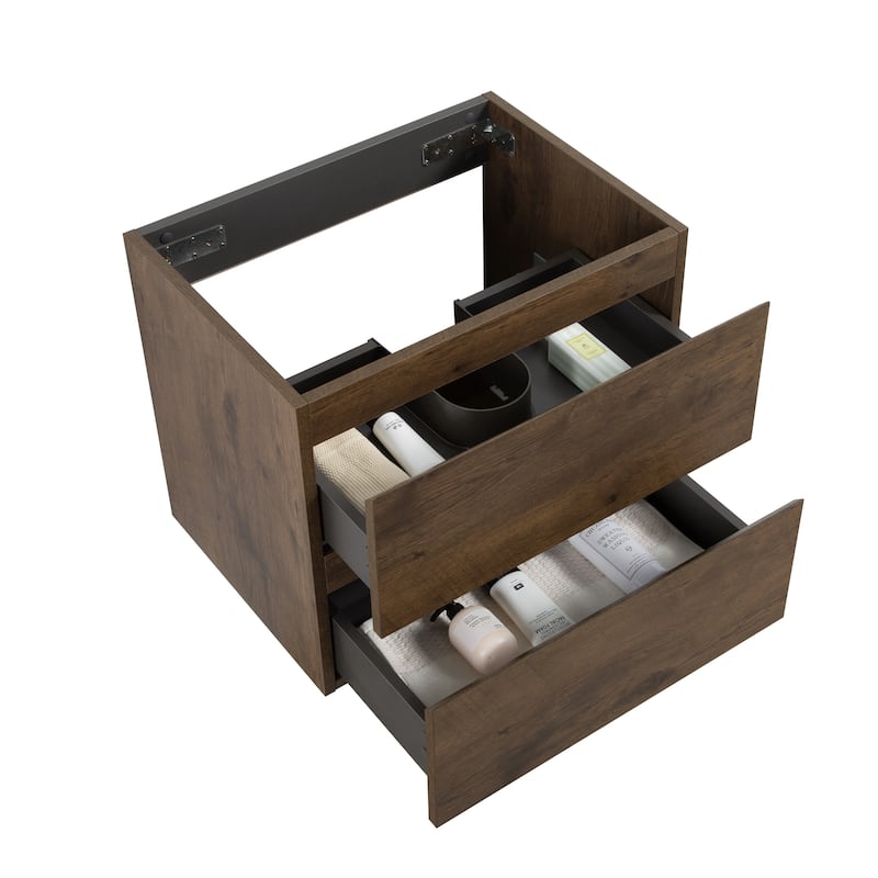 (Base Only) Wall Mount Bathroom Vanity Base with 2 Drawers