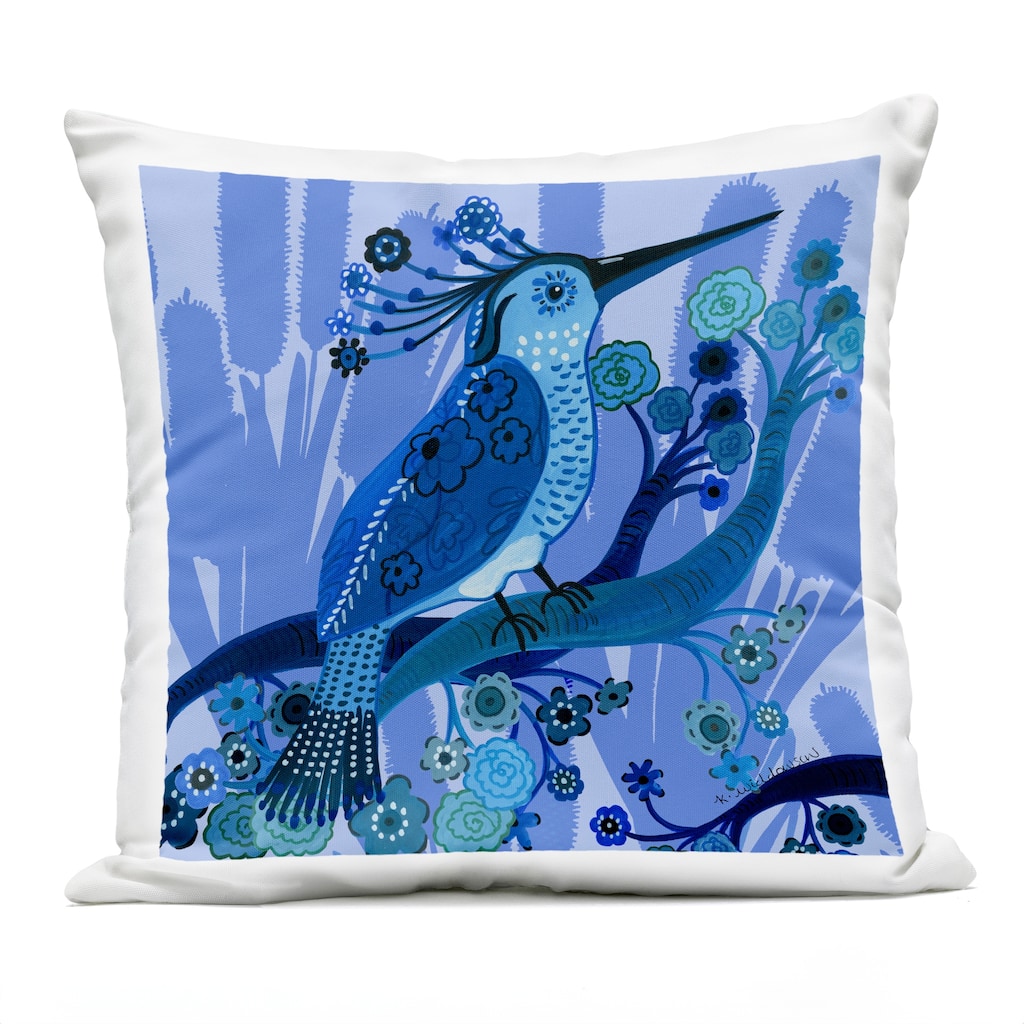 Stupell Folk Style Blue Bird Printed Outdoor Throw Pillow Design by Kay Widdowson