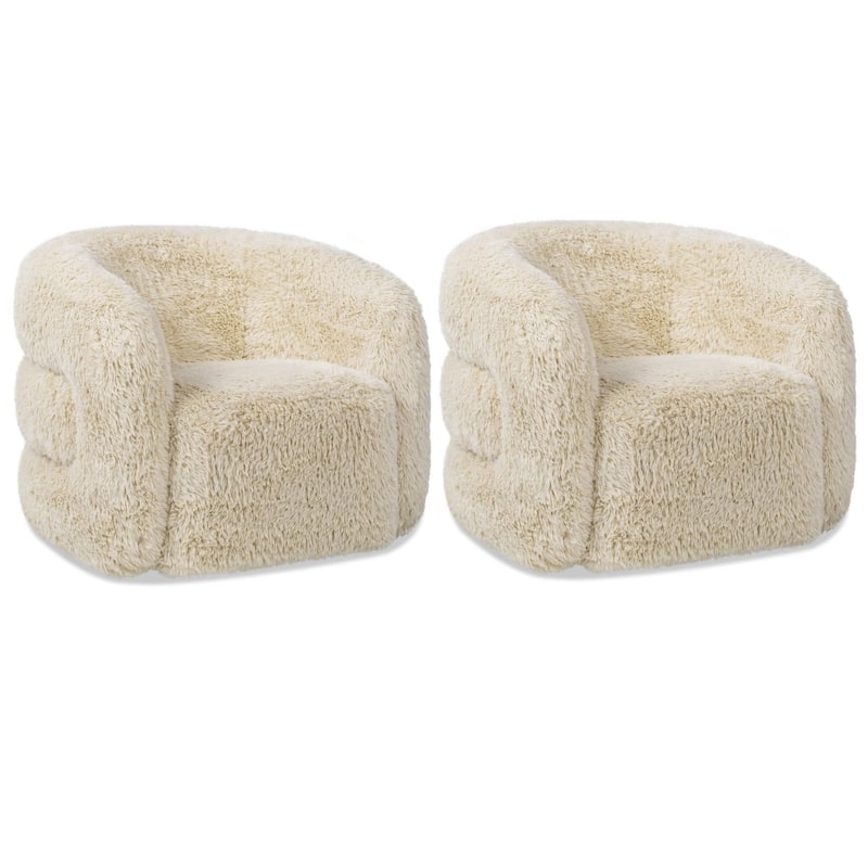 Colt 33" Wide Sheepskin Barrel Swivel Accent Chair