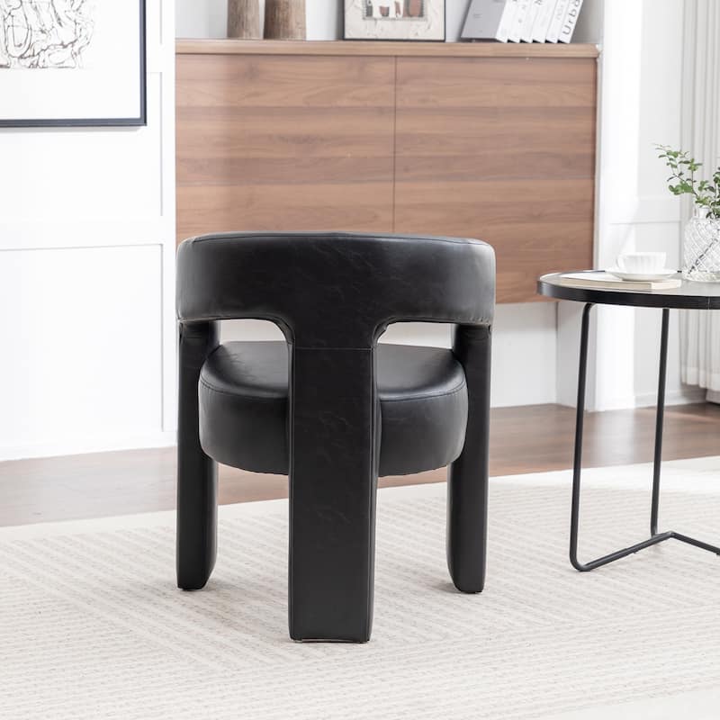 SEYNAR Modern Glam PU Leather Upholstered Dining Chair, Open-Back Accent Chair