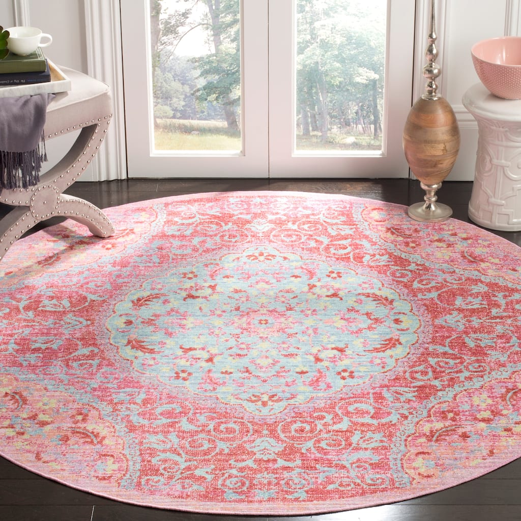 SAFAVIEH, Windsor Laurina Shabby Chic Oriental Polyester Medallion Rug